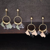 Clear and sage grey petal ring earrings.